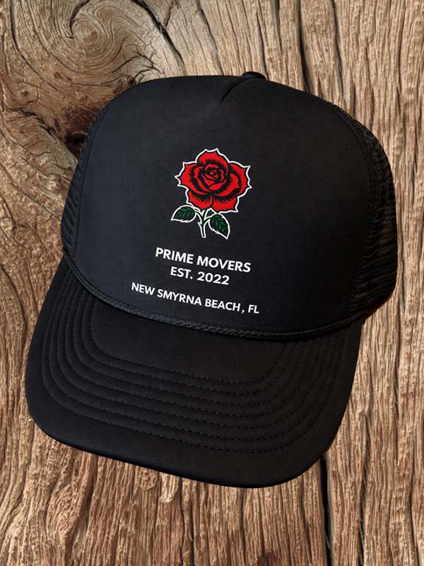 Prime Movers Black Trucker Rope Front Cap - Solo Rose